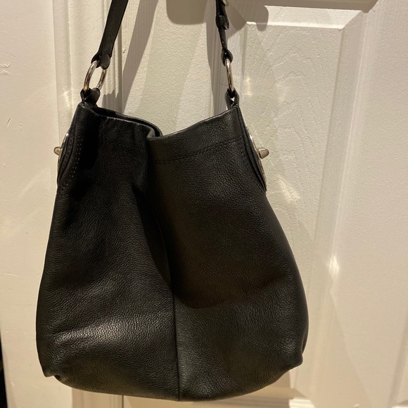 Coach Black Pebble Leather Shoulder Bag